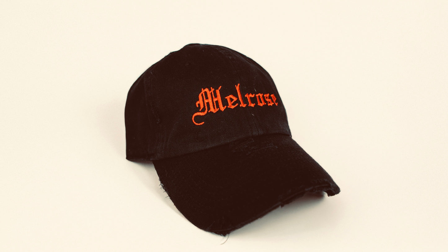 Melrose Adjustable Black Distressed Hat
