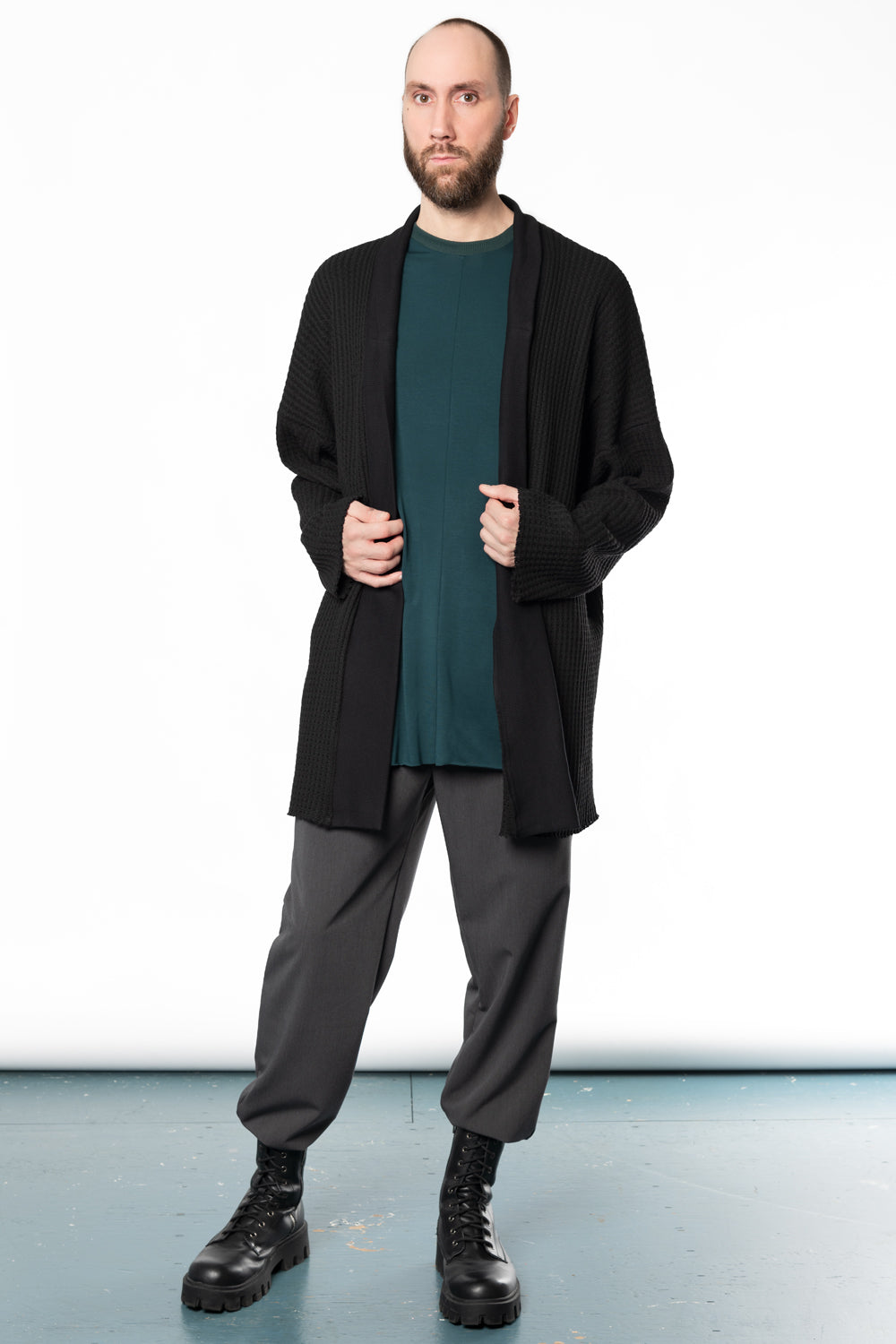 black knit unisex cardigan