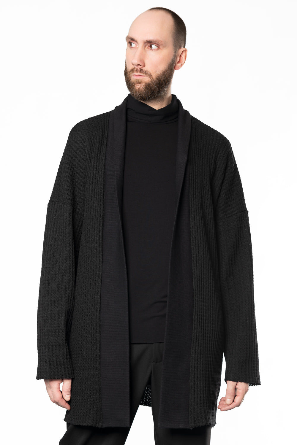 black knit unisex cardigan