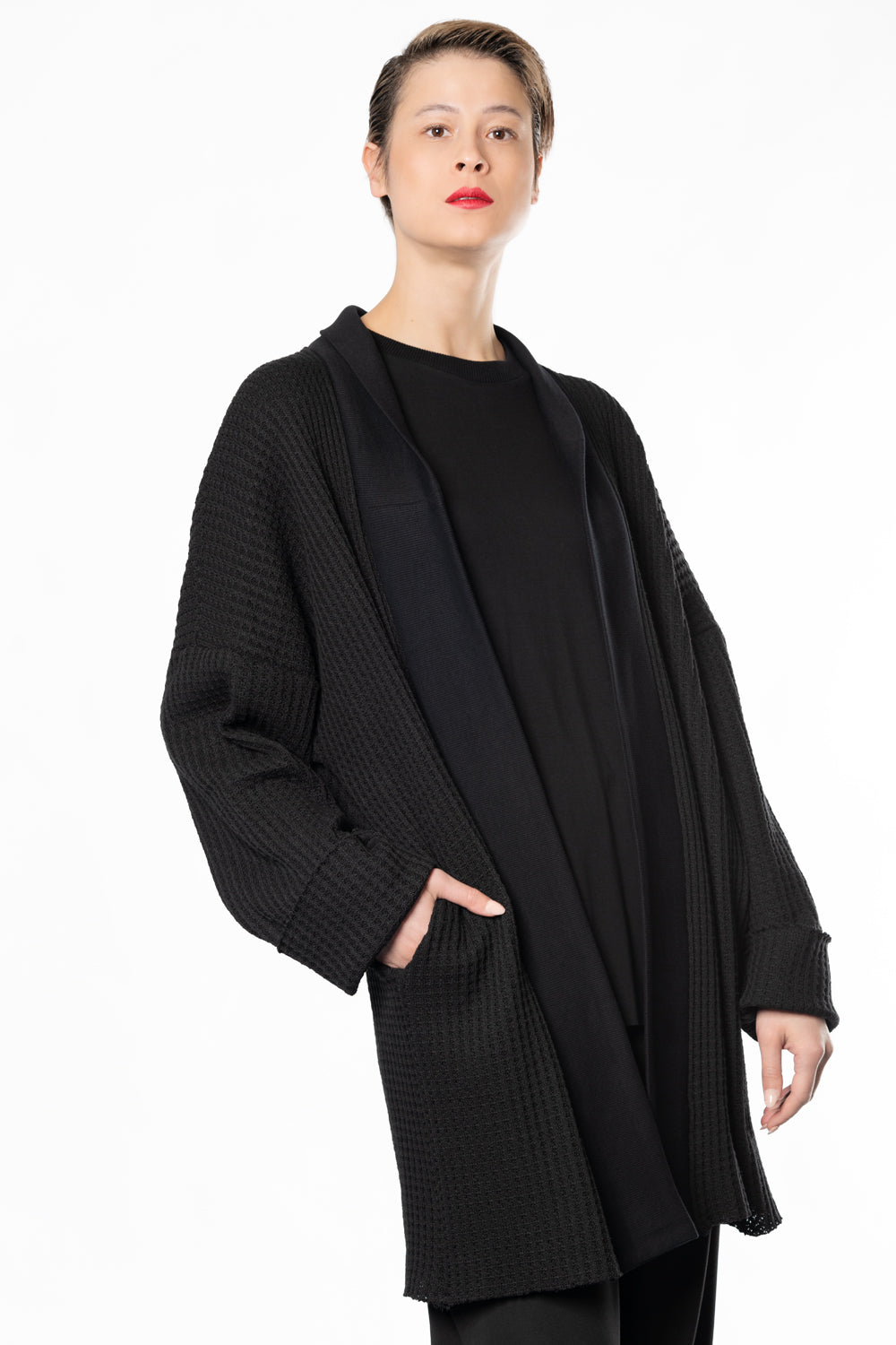 black knit unisex cardigan