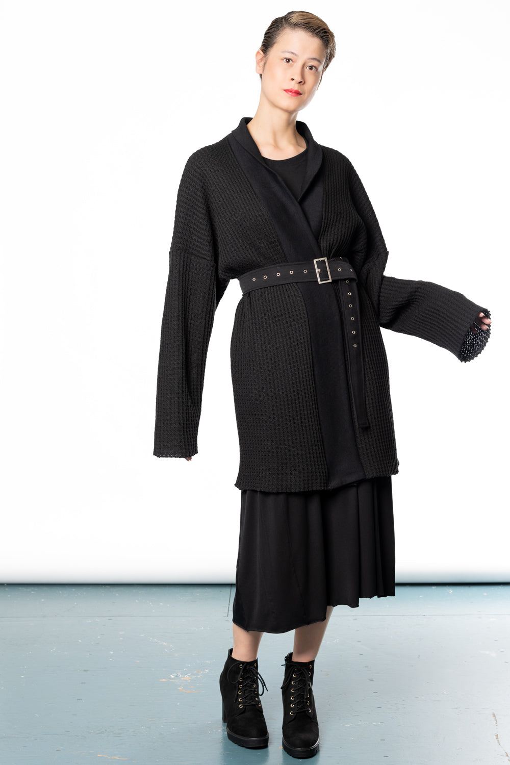 black knit unisex cardigan