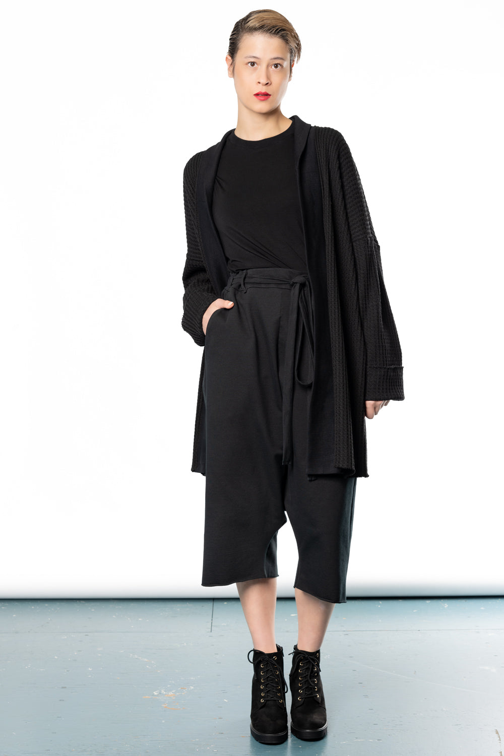 black knit unisex cardigan