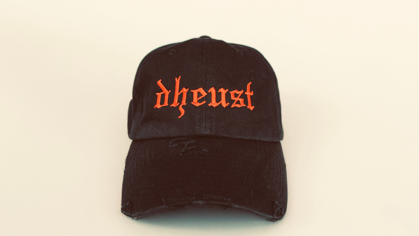 Dheust Original Embroidered Black Distressed Hat